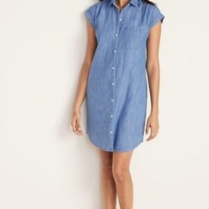 Old Navy Light Blue Chambray Shirt Dress